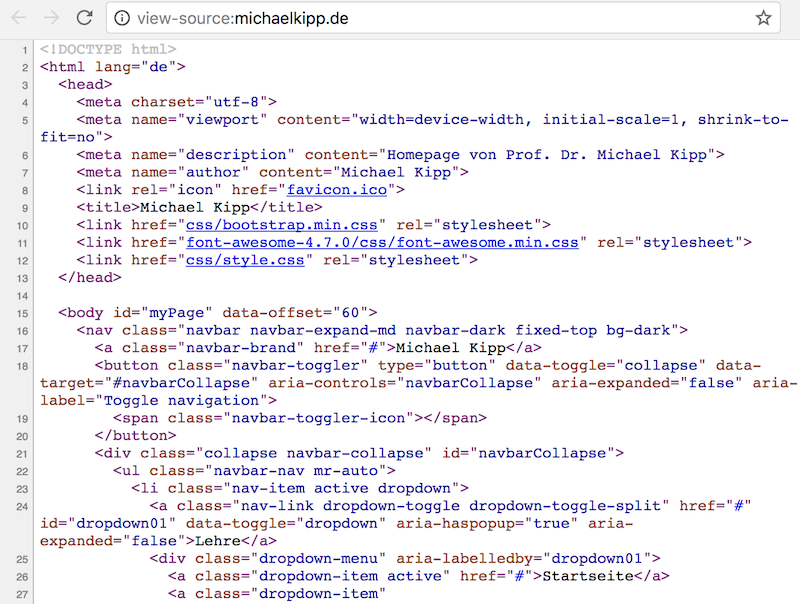 Quelltext der Seite michaelkipp.de
