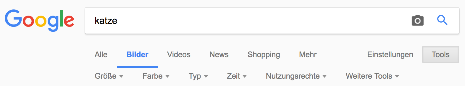 Google-Bildersuche mit Tools
